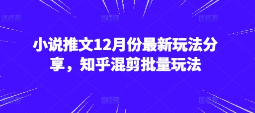 小说推文12月份最新玩法分享，知乎混剪批量玩法-禾谷轻创网