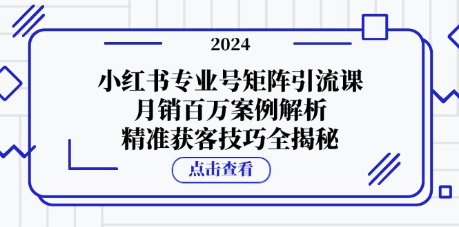 小红书专业号矩阵引流课，月销百万案例解析，精准获客技巧全揭秘-禾谷轻创网