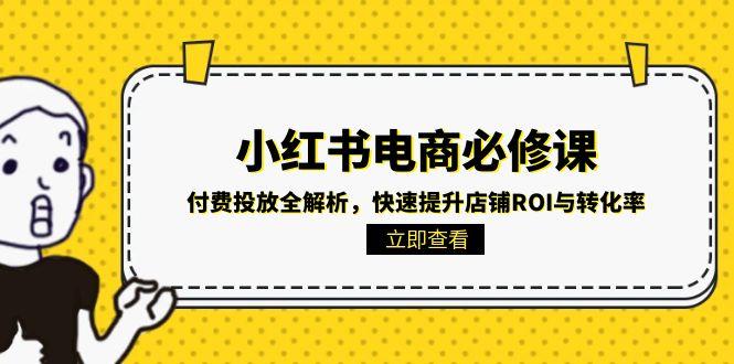 小红书电商必修课：付费投放全解析，快速提升店铺ROI与转化率-禾谷轻创网