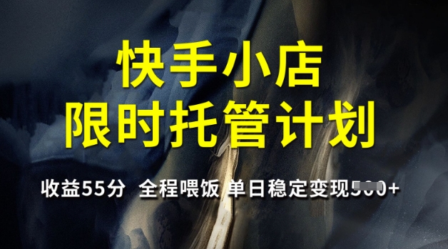 快手小店限时托管计划，收益55分，全程喂饭，单日稳定变现5张【揭秘】-禾谷轻创网