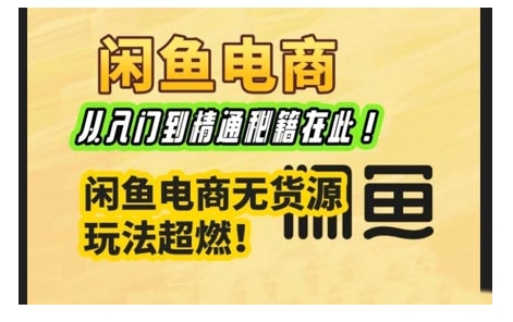 闲鱼电商实战课，从入门到精通秘籍在此，闲鱼电商无货源玩法超燃!-禾谷轻创网