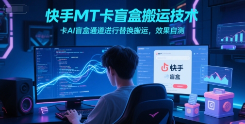 快手MT卡盲盒搬运技术，卡AI盲盒通道进行替换搬运，效果自测-禾谷轻创网