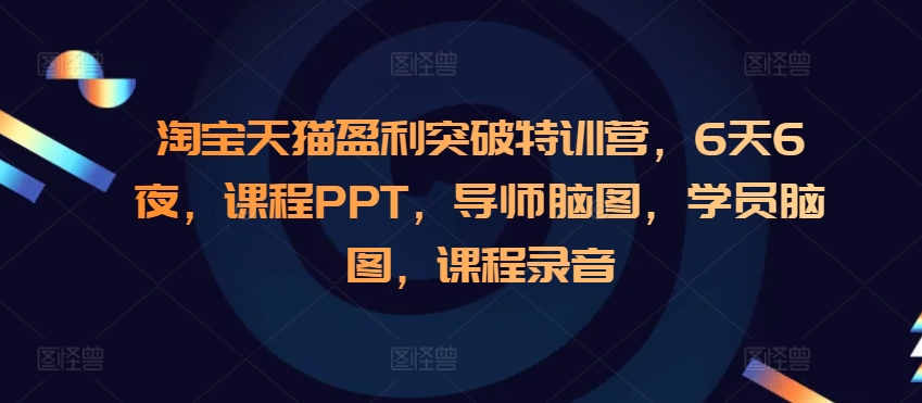 淘宝天猫盈利突破特训营，6天6夜，课程PPT，导师脑图，学员脑图，课程录音-禾谷轻创网