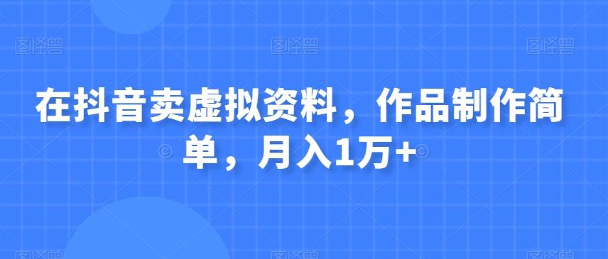 在抖音卖虚拟资料，作品制作简单，月入1万+-禾谷轻创网