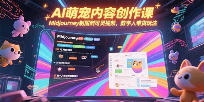 AI萌宠内容创作课，Midjourney制图到可灵视频，数字人带货玩法-禾谷轻创网
