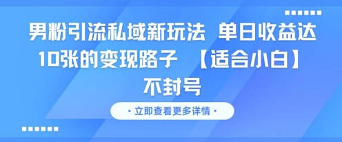 男粉引流私域新玩法，单日收益达10张的变现路子 【适合小白】不封号-禾谷轻创网