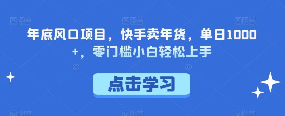年底风口项目，快手卖年货，单日1000+，零门槛小白轻松上手-禾谷轻创网