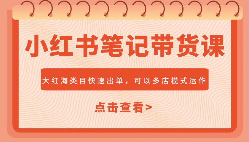小红书笔记带货课，大红海类目快速出单，市场大，可以多店模式运作(更新)-禾谷轻创网