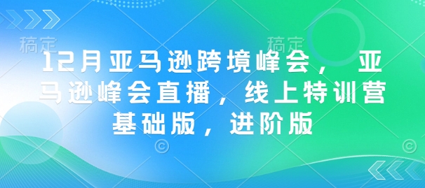 12月亚马逊跨境峰会， 亚马逊峰会直播，线上特训营基础版，进阶版-禾谷轻创网
