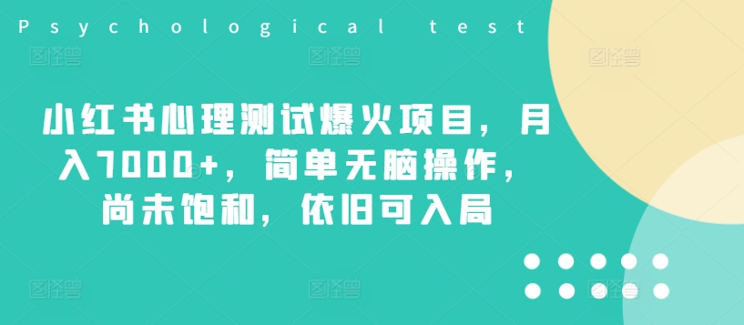 小红书心理测试爆火项目，月入7000+，简单无脑操作，尚未饱和，依旧可入局-禾谷轻创网