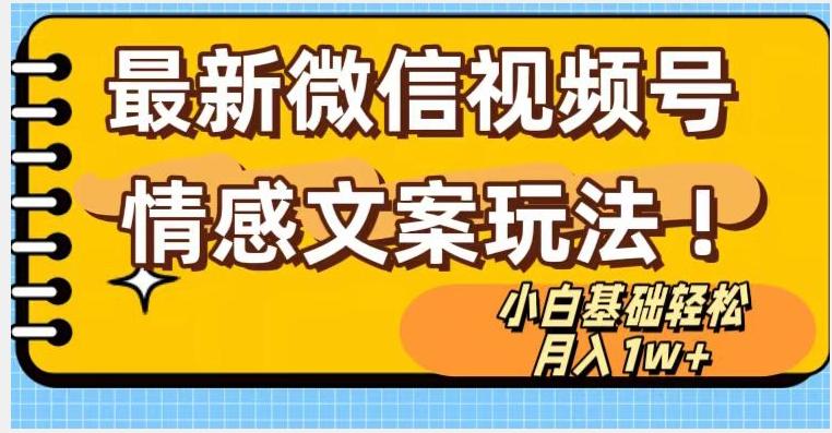微信视频号情感文案最新玩法，小白轻松月入1万+无脑搬运【揭秘】-禾谷轻创网