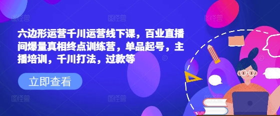 六边形运营千川运营线下课，百业直播间爆量真相终点训练营，单品起号，主播培训，千川打法，过款等-禾谷轻创网
