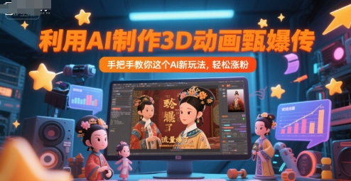 利用AI制作3D动画甄嬛传，流量爆了，手把手教你这个AI新玩法，轻松涨粉-禾谷轻创网