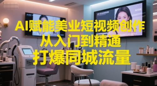 AI赋能美业短视频创作，从入门到精通，打爆同城流量，超级AI工具短视频实操落地-禾谷轻创网