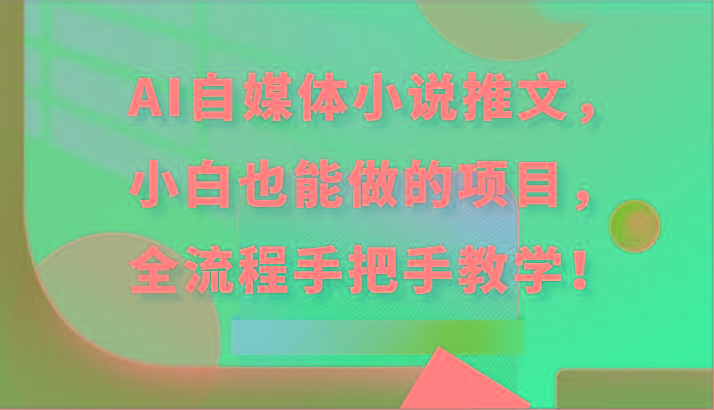 AI自媒体小说推文，小白也能做的项目，全流程手把手教学！-禾谷轻创网