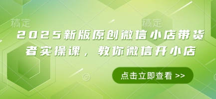 2025新版原创微信小店带货者实操课，教你微信开小店-禾谷轻创网
