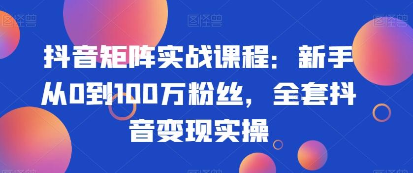 抖音矩阵实战课程：新手从0到100万粉丝，全套抖音变现实操-禾谷轻创网