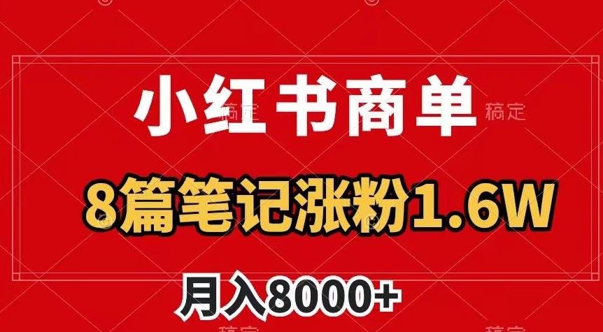 小红书商单最新玩法，8篇笔记涨粉1.6w，作品制作简单，月入8000+【揭秘】-禾谷轻创网