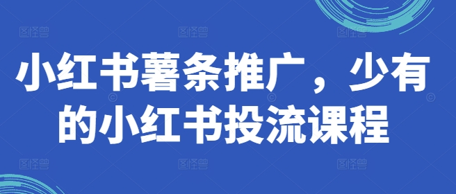 小红书薯条推广，少有的小红书投流课程-禾谷轻创网