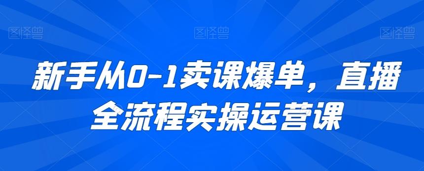 新手从0-1卖课爆单，直播全流程实操运营课-禾谷轻创网