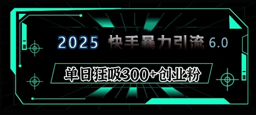 2025年快手6.0保姆级教程震撼来袭，单日狂吸300+精准创业粉-禾谷轻创网