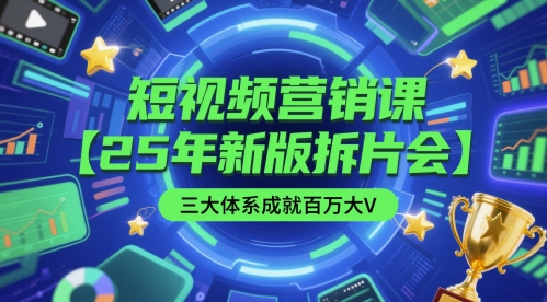 短视频营销课【25年新版拆片会】三大体系成就百万大V，包含正课、拆片会、手把手教学直播课等-禾谷轻创网