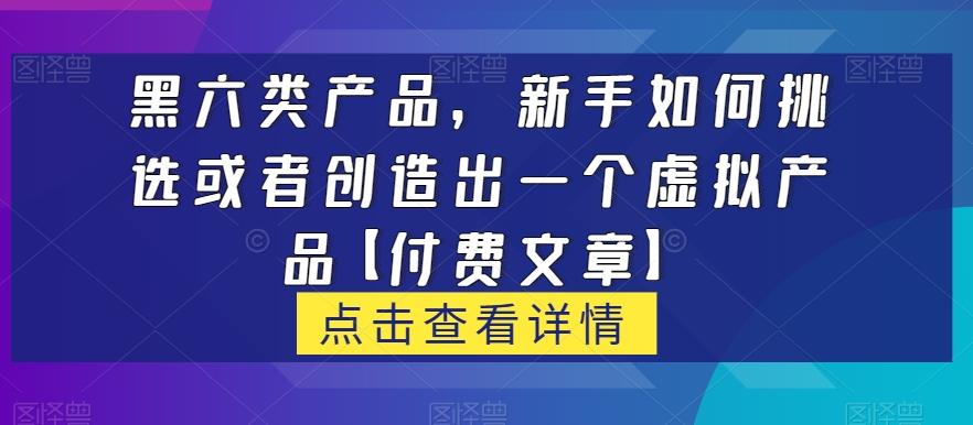 黑六类虚拟产品，新手如何挑选或者创造出一个虚拟产品【付费文章】-禾谷轻创网