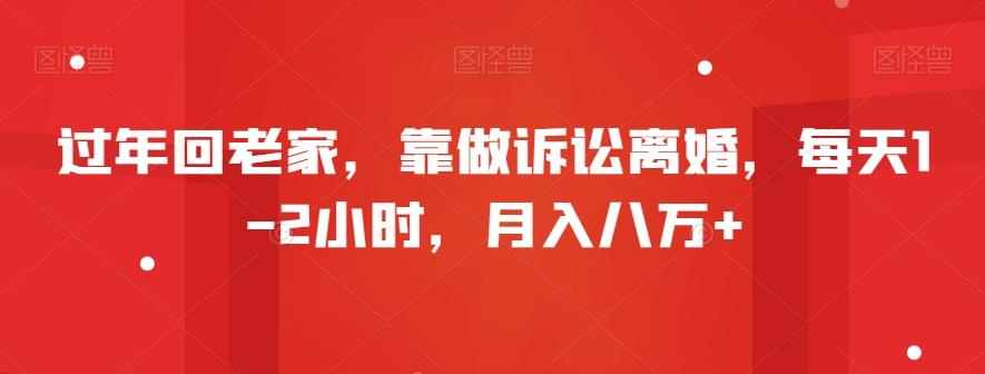 过年回老家，靠做诉讼离婚，每天1-2小时，月入八万+-禾谷轻创网