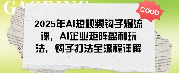 2025年AI短视频钩子爆流课，AI企业矩阵盈利玩法，钩子打法全流程详解-禾谷轻创网