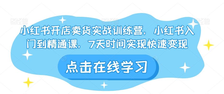 小红书开店卖货实战训练营，小红书入门到精通课，7天时间实现快速变现-禾谷轻创网
