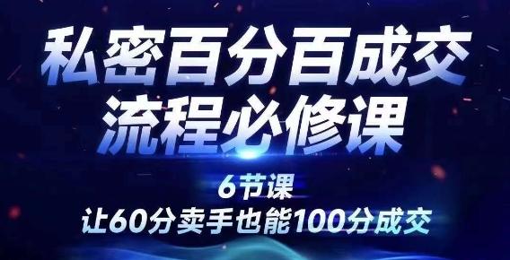 私密百分百成交流程线上训练营，绝对成交，让60分卖手也能100分成交-禾谷轻创网