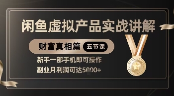 精品！闲鱼虚拟产品实战讲解，新手一部手机即可操作，副业月利润可达5k+-禾谷轻创网
