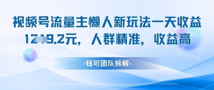 视频号流量主懒人新玩法，一天收益1k，人群精准收益高-禾谷轻创网