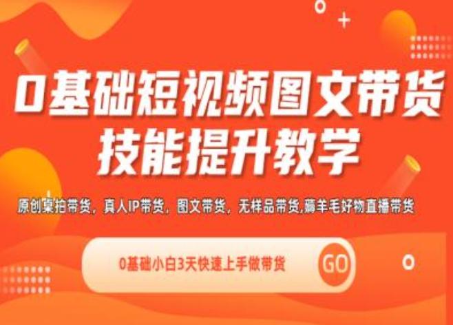0基础短视频图文带货实操技能提升教学(直播课+视频课),0基础小白3天快速上手做带货-禾谷轻创网