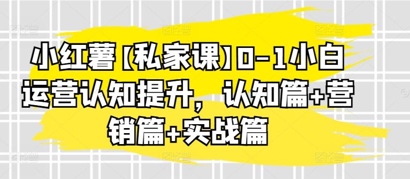 小红薯【私家课】0-1小白运营认知提升，认知篇+营销篇+实战篇-禾谷轻创网