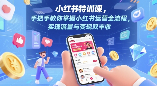 小红书特训课，手把手教你掌握小红书运营全流程，实现流量与变现双丰收-禾谷轻创网