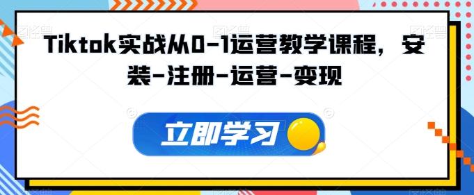 Tiktok实战从0-1运营教学课程，安装-注册-运营-变现-禾谷轻创网