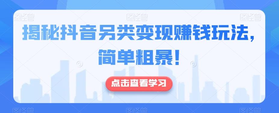 揭秘抖音另类变现赚钱玩法，简单粗暴！-禾谷轻创网