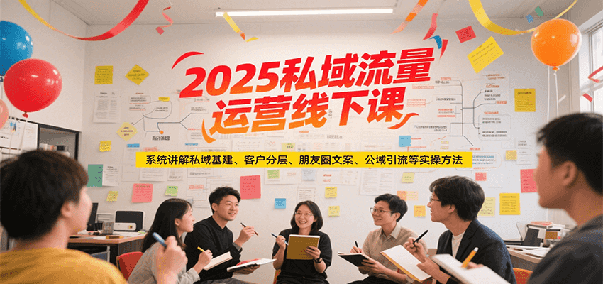 2025私域流量运营线下课，系统讲解私域基建/客户分层/朋友圈文案/公域引流等实操方法-禾谷轻创网