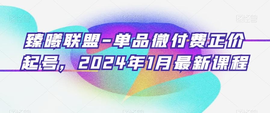 臻曦联盟-单品微付费正价起号，2024年1月最新课程-禾谷轻创网