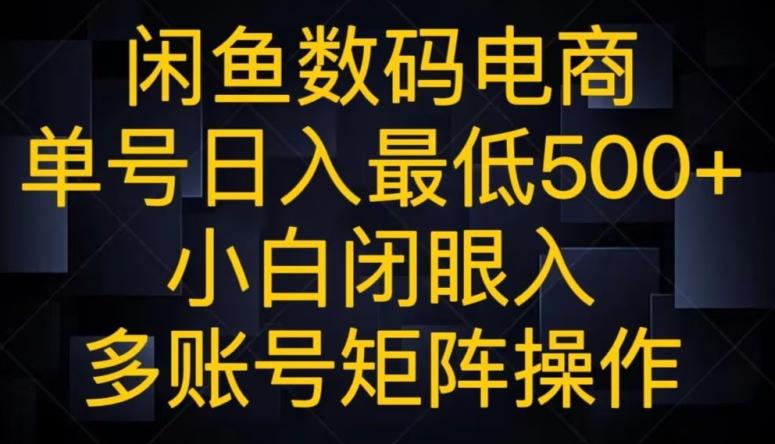 闲鱼数码电商，单号日入最低500+，小白闭眼入，多账号矩阵操作-禾谷轻创网