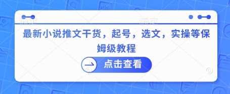 最新小说推文干货，起号，选文，实操等保姆级教程-禾谷轻创网