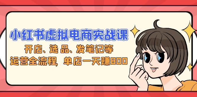 小红书虚拟电商实战课：开店、选品、发笔记等运营全流程，单店一天赚800-禾谷轻创网