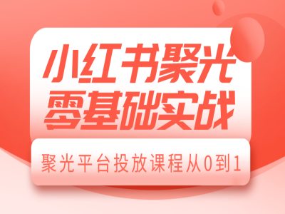 小红书聚光零基础实战，聚光平台投放课程从0到1-禾谷轻创网