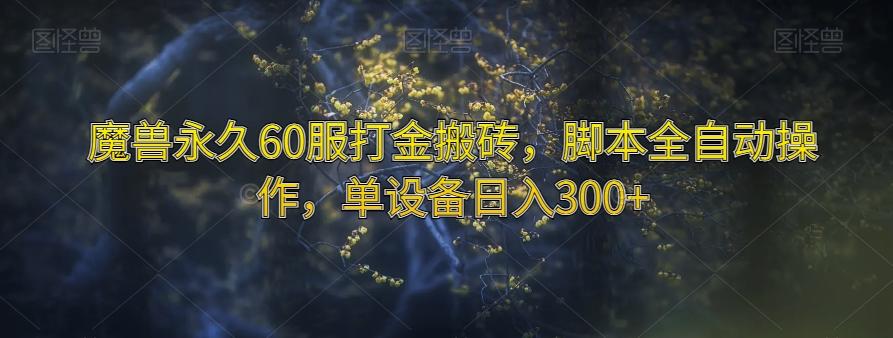 魔兽永久60服打金搬砖，脚本全自动操作，单设备日入300+【揭秘】-禾谷轻创网