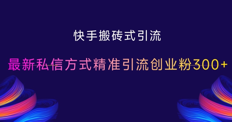 快手搬砖式引流，最新私信方式精准引流创业粉300+-禾谷轻创网