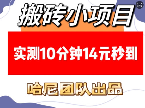 搬砖小项目，实测10分钟14元秒到，每天稳定几张(赠送必看稳定)-禾谷轻创网