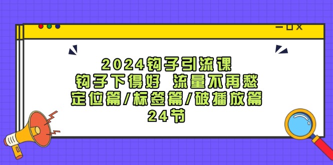 2024钩子引流课：钩子下得好流量不再愁，定位篇/标签篇/破播放篇/24节-禾谷轻创网