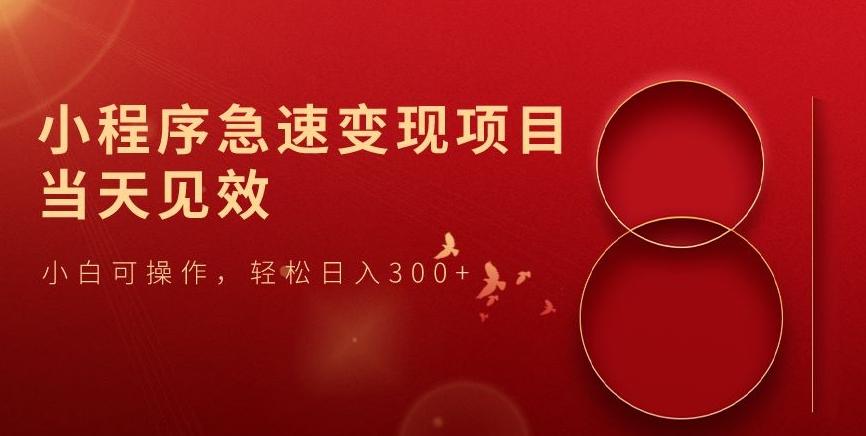 小程序急速变现项目，当天见效，小白可操作，轻松日入300+-禾谷轻创网