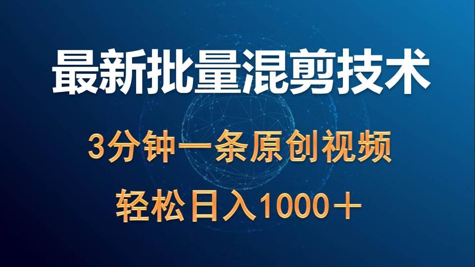 (9982期)最新批量混剪技术撸收益热门领域玩法，3分钟一条原创视频，轻松日入1000＋-禾谷轻创网